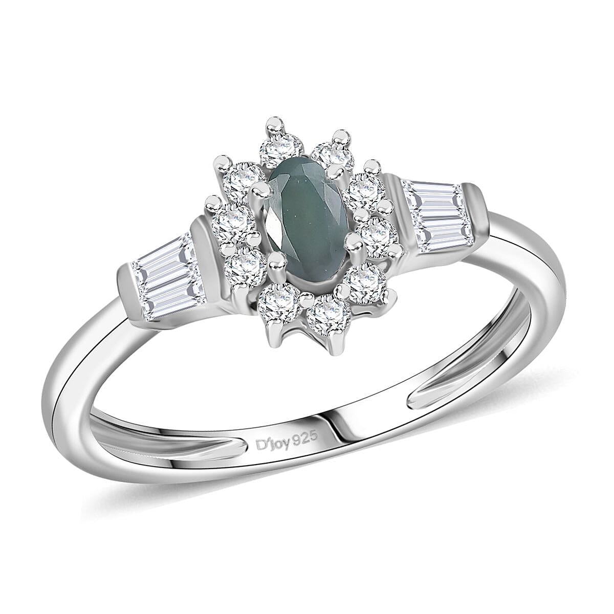 D'Joy Premium Narsipatnam Alexandrite, White Zircon Ring in Rhodium Over Sterling Silver (Size 10.0) 0.90 ctw