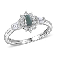 D'Joy Premium Narsipatnam Alexandrite, White Zircon Ring in Rhodium Over Sterling Silver (Size 10.0) 0.90 ctw
