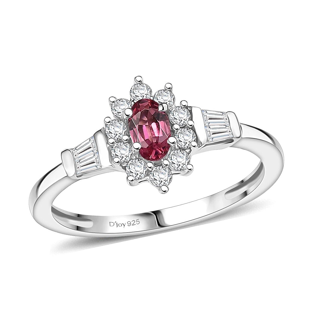 D'Joy Premium Narsipatnam Alexandrite, White Zircon Ring in Rhodium Over Sterling Silver (Size 10.0) 0.90 ctw