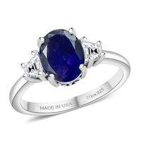 D'Joy Catalina Iolite, Moissanite Ring in Rhodium Over Sterling Silver (Size 9.0) 1.85 ctw