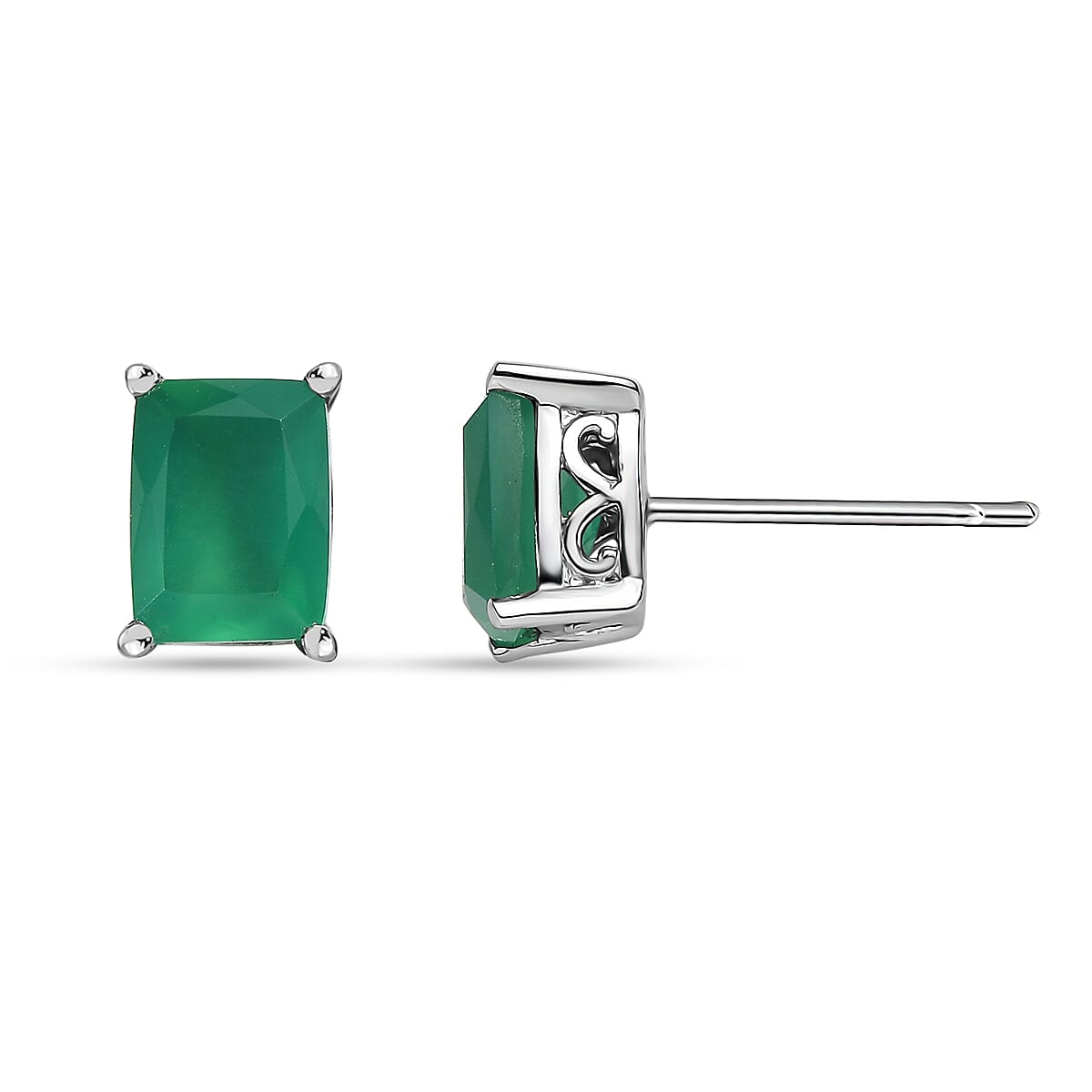 EverTrue Green Onyx Earrings in Stainless Steel 2.80 ctw