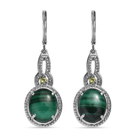 EverTrue African Malachite, Hebei Peridot Earrings in Stainless Steel 13.60 ctw
