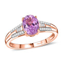 D'Joy AAA Patroke Kunzite and Moissanite 3.40 ctw Ring in 18K Vermeil Rose Gold Over Sterling Silver - Sticky add to cart bar