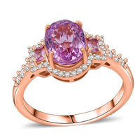 D'Joy AAA Patroke Kunzite, Multi Gemstone Ring in 18K Vermeil RG Over Sterling Silver (Size 6.0) 3.10 ctw