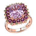 D'Joy AAA Patroke Kunzite, Multi Gemstone Ring in 18K Vermeil RG Over Sterling Silver (Size 6.0) 10.10 ctw - Sticky add to cart bar