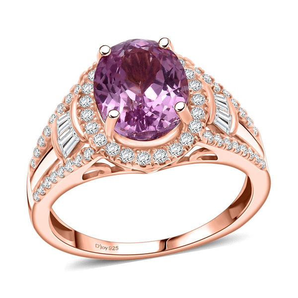 D'Joy AAAA Patroke Kunzite, Moissanite Ring in 18K Vermeil RG Over Sterling Silver (Size 10.0) 4.25 ctw - Product card gallery slide 1 (10178285109561)