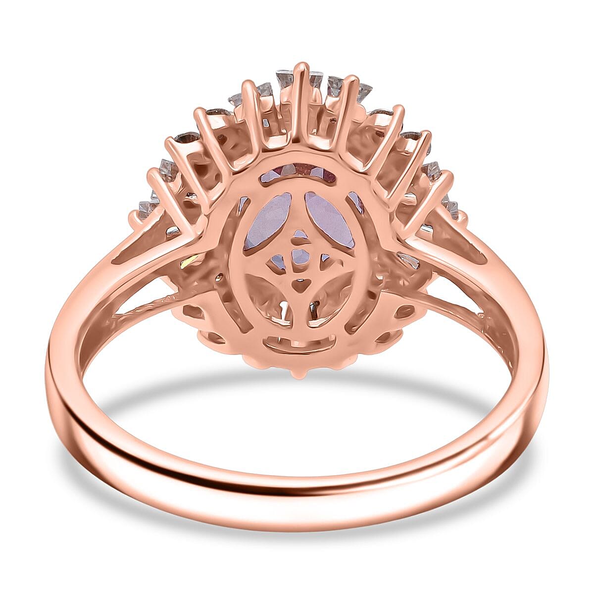 D'Joy AAA Patroke Kunzite, Moissanite Ring in 18K Vermeil RG Over Ster
