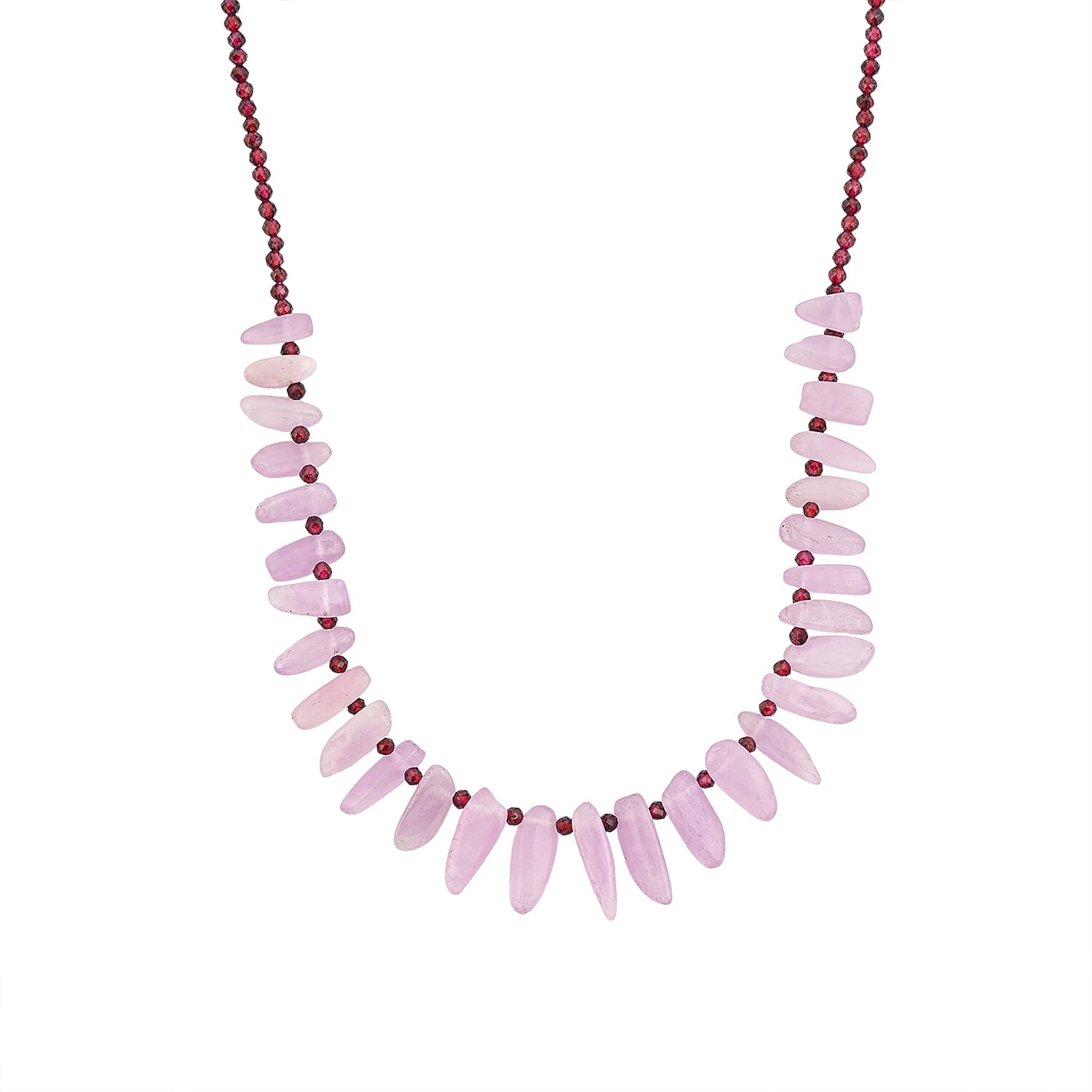 D'Joy Kunzite, Orissa Rhodolite Garnet Necklace in Rhodium Over Sterling Silver 123.00 ctw (18 Inches)