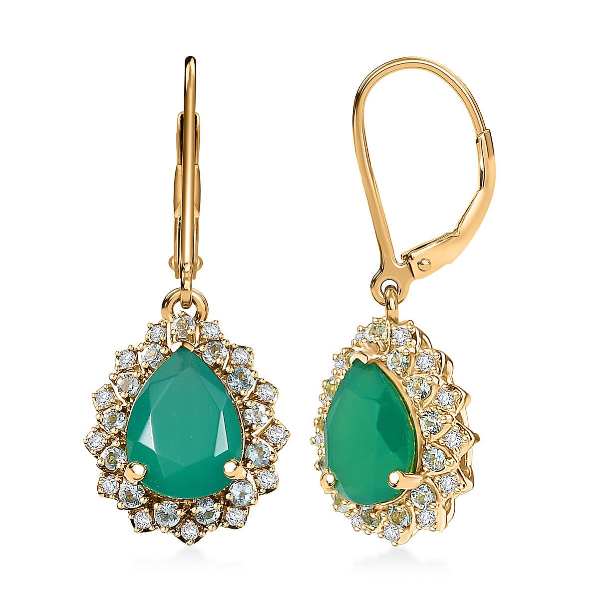 EverTrue Verde Onyx, Multi Gemstone Earrings in 18K YG Plated 3.75 ctw