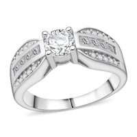 Simulated Diamond Ring in Sterling Silver (Size 6.5)