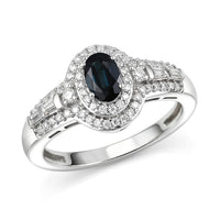 D'Joy AAA Monte Belo Indicolite, Moissanite Ring in Rhodium Over Sterling Silver (Size 10.0) 1.10 ctw