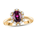 Certified & Appraised 10K Yellow Gold AAA Radiant Ember Garnet, Luxuriant Lab Grown Diamond (G-H, SI) Ring (Size 10.0) 1.65 ctw - Sticky add to cart bar