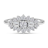 Simulated Diamond Ring in Rhodium Over Sterling Silver (Size 8)