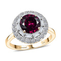 Certified & Appraised AAA Radiant Ember Garnet and Luxuriant Lab Grown Diamond G-H SI 2.93 ctw Ring in 10K Yellow Gold (Size 10.5) - Sticky add to cart bar