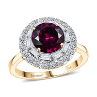 Certified & Appraised 10K Yellow Gold AAA Radiant Ember Garnet, Luxuriant Lab Grown Diamond (G-H, SI) Ring (Size 10.0) 2.93 ctw