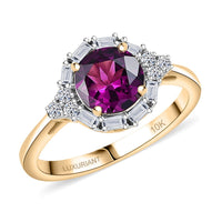 Certified & Appraised 10K Yellow Gold AAA Radiant Ember Garnet, Luxuriant Lab Grown Diamond (G-H, SI) Ring (Size 10.0) 1.75 ctw
