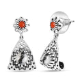 D'Joy Artisan Crafted Premium White Buffalo and Coral 3.00 ctw Earrings in Black Oxidised Sterling Silver - Sticky add to cart bar