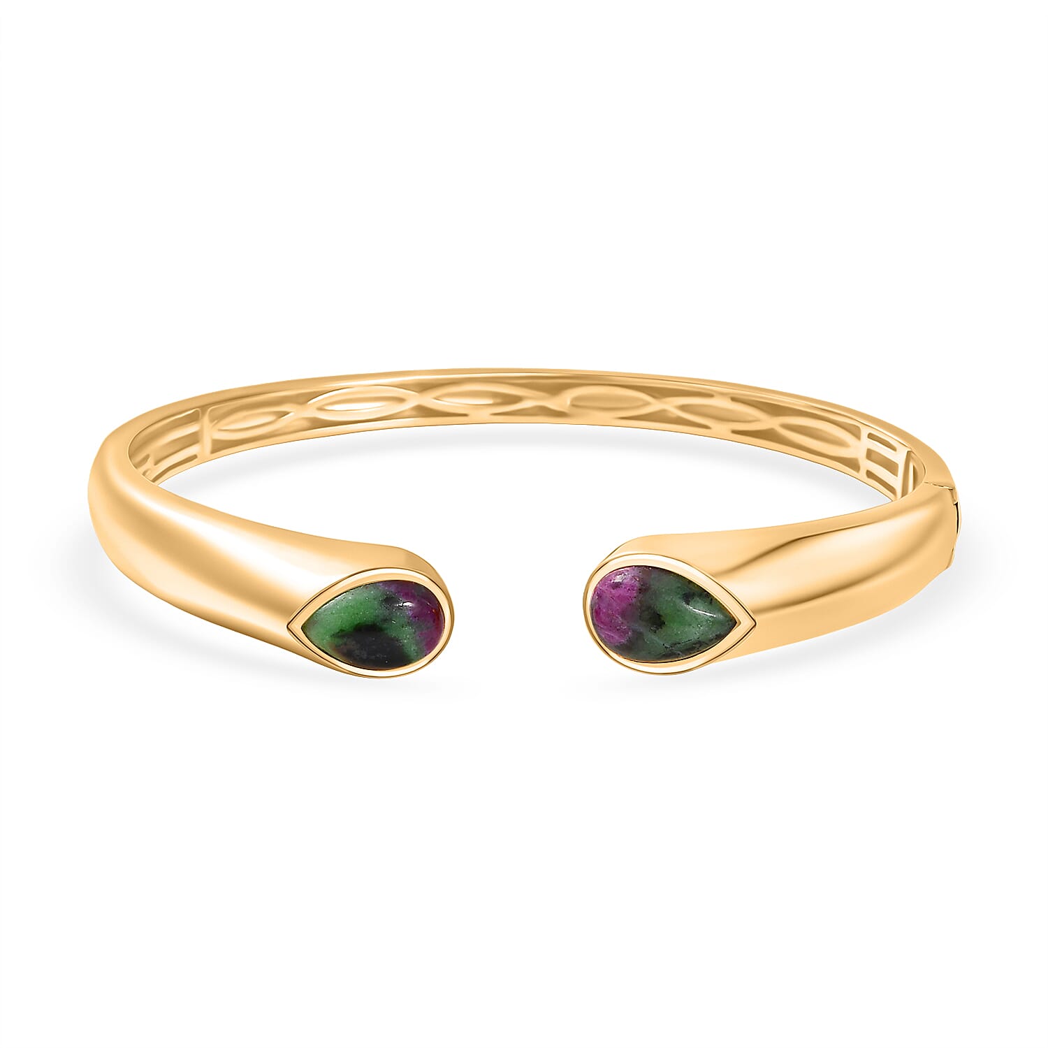 EverTrue Ruby Zoisite 8.65 ctw Bangle Bracelet in 18K YG Plated (7.50 In)