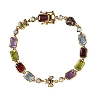 GP Premium Multi Gemstone Bracelet in 18K Vermeil YG Over Sterling Silver (6.50 In) 10.90 ctw