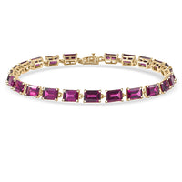 Luxoro AAA Radiant Ember Garnet 18.00 ctw Tennis Bracelet in 10K Yellow Gold (7.25 In)