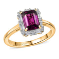 Host Pick 10K Yellow Gold AAA Radiant Ember Garnet, Luxuriant Lab Grown Diamond (G-H, SI) Ring (Size 10.0) 1.80 ctw - Sticky add to cart bar