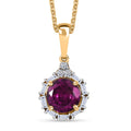 Certified & Appraised AAA Radiant Ember Garnet and Luxuriant Lab Grown Diamond G-H SI 1.83 ctw Pendant in 10K Yellow Gold - Sticky add to cart bar