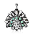 D'Joy Artisan Crafted White Buffalo, Tahoe Nevada Turquoise Pendant without Chain in Sterling Silver 17.40 ctw - Sticky add to cart bar