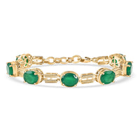 EverTrue Verde Onyx 17.00 ctw Paperclip Link Bracelet in 18K Yellow Gold Plated (7.25 In)