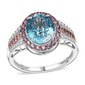 Luxoro AAA Cambodian Blue Zircon, Pink Sapphire and G-H SI Diamond 6.15 ctw Ring in 10K White Gold (Size 6.0) - Sticky add to cart bar
