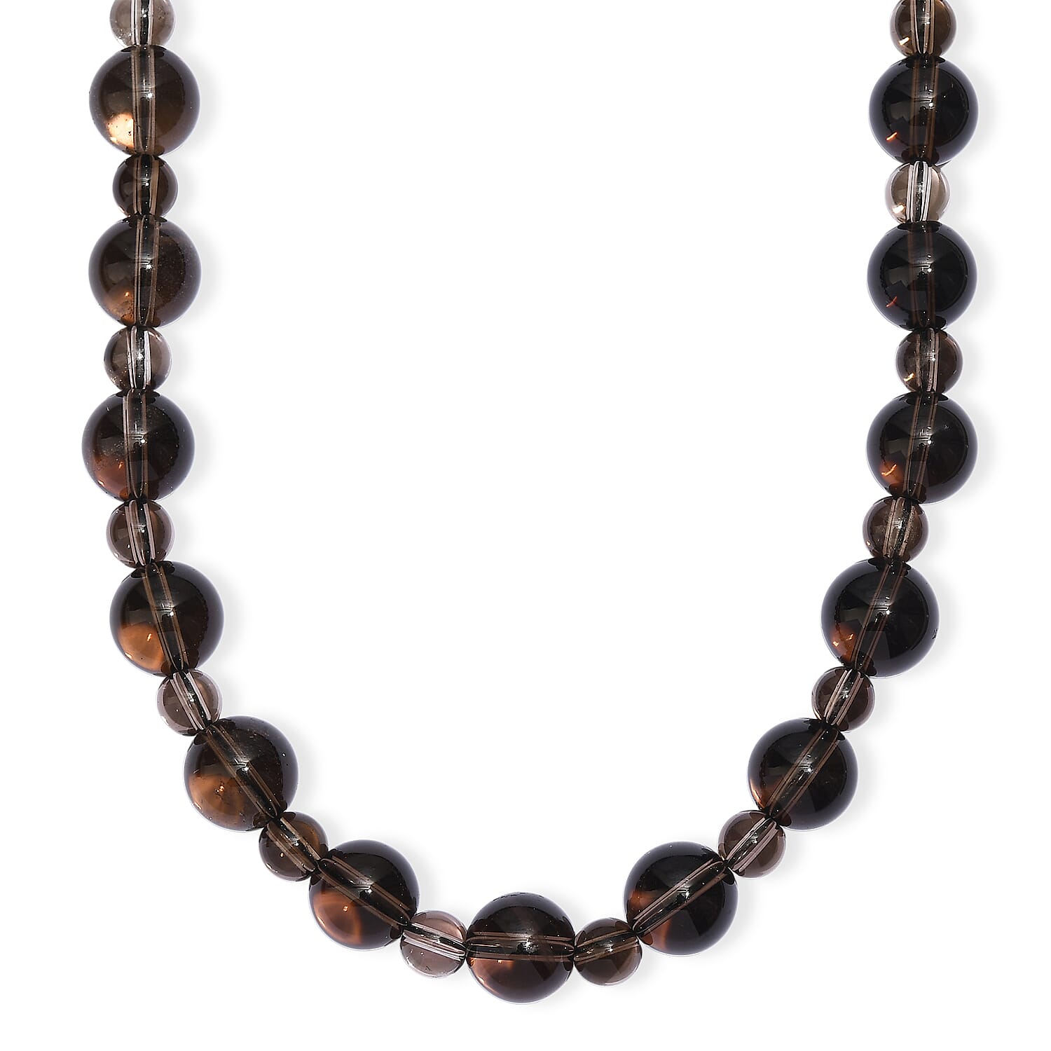 EverTrue Brazilian Smoky Quartz 382.00 ctw Beaded Necklace (20 Inches) in Platinum Bond