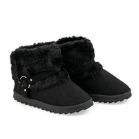 Love 83 Black Faux Fur and Suede Short Boots 6