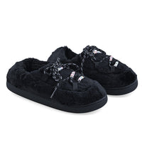 RAMPAGE Fur Black Teddy Bead Lace Up Slippers S