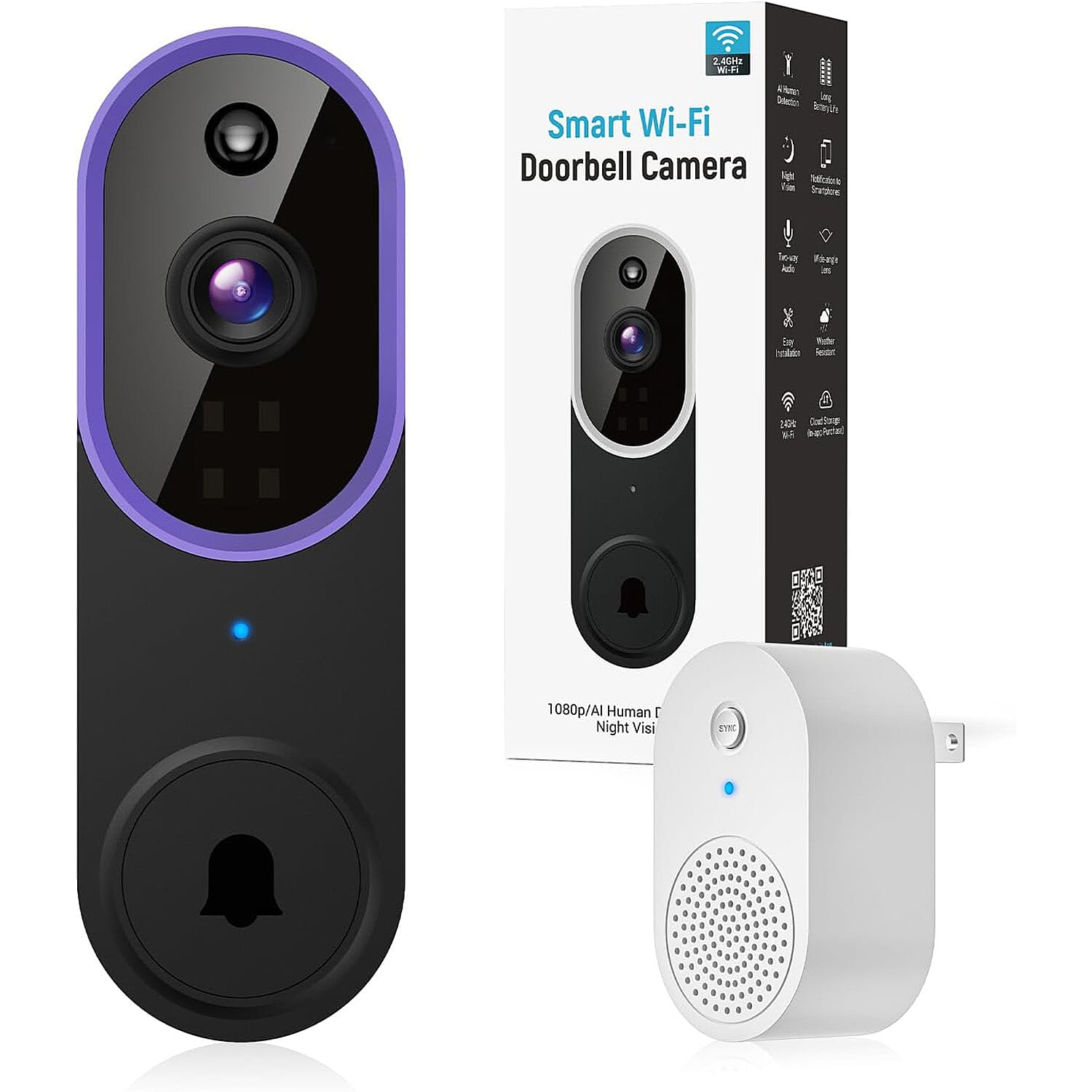 3P Experts Smart Wi-Fi Doorbell Camera - Purple