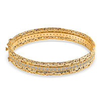 Bali Legacy Luxuriant Lab Grown Diamond G-H SI 2.50 ctw Byzantine Bangle Bracelet in 22K Vermeil Yellow Gold Over Sterling Silver (7.25 In)