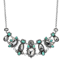 D'Joy Artisan Crafted White Buffalo, Tahoe Nevada Turquoise Necklace in Oxidised Sterling Silver 21.90 ctw (18-20 Inches)