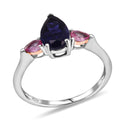 D'Joy Catalina Iolite, Pink Sapphire Ring in Rhodium Over Sterling Silver (Size 10.0) 1.30 ctw - Sticky add to cart bar