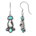 D'Joy Artisan Crafted White Buffalo, Tahoe Nevada Turquoise Earrings in Oxidised Sterling Silver 6.50 ctw - Sticky add to cart bar