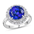 Doorbuster Certified & Appraised Rhapsody 950 Platinum AAAA Tanzanite, Diamond (E-F, VS) (0.52 cts) Double Halo Ring (Size 10.0) (7 g) 6.59 ctw - Sticky add to cart bar