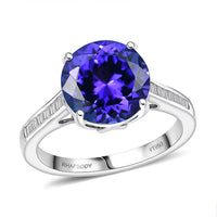 Certified & Appraised Rhapsody AAAA Tanzanite and E-F VS Diamond 4.53 ctw Ring in 950 Platinum 5.30 Grams