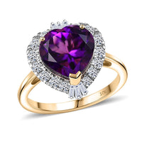 AAA Brejinho Amethyst and Luxuriant Lab Grown Diamond G-H SI 4.09 ctw Ring in 10K Yellow Gold