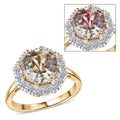 Certified & Appraised AAA Turkizite and Luxuriant Diamond G-H SI 4.50 ctw Ring in 10K Yellow Gold - Sticky add to cart bar