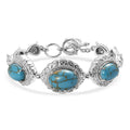 EverTrue Blue Turquoise 19.60 ctw Motif Linked Bracelet in Stainless Steel (6.50 In) - Sticky add to cart bar