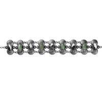 D'Joy Indian Artisan Crafted Premium White Buffalo and Tahoe Nevada Turquoise 9.70 ctw Bracelet in Black Oxidised Sterling Silv (7.25 In)