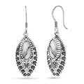 D'Joy Indian Artisan Crafted Premium White Buffalo 6.00 ctw Earrings in Black Oxidised Sterling Silver - Sticky add to cart bar