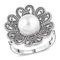 D'Joy Indian Artisan Crafted Premium Freshwater Pearl Ring in Black Oxidised Sterling Silver (Size 10.0) - Sticky add to cart bar