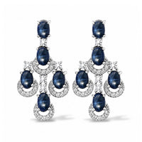 D''Joy Premium Blue Star Sapphire (DF), White Zircon Earrings in Rhodium Over Sterling Silver 8.75 ctw
