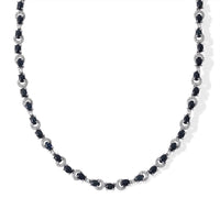 D''Joy Premium Blue Star Sapphire (DF), White Zircon Necklace (18 Inches) in Rhodium Over Sterling Silver 29.00 ctw