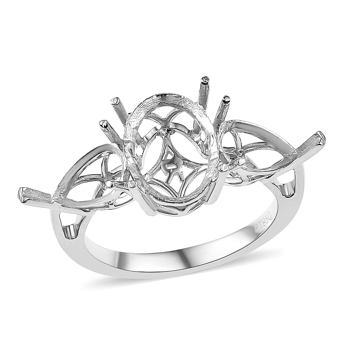 950 Platinum  Main Stone With Side Stone Ring,  Platinum Wt. 6.5 g