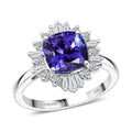 Certified and Appraised 10K White Gold AAA Tanzanite, Luxuriant Lab Grown Diamond (G-H, SI) (0.50 cts) Ring (Size 10.0) 2.79 ctw - Sticky add to cart bar