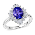 Certified and Appraised 10K White Gold AAA Tanzanite, Luxuriant Lab Grown Diamond (G-H, SI) (0.50 cts) Ring (Size 10.0) 2.79 ctw - Sticky add to cart bar